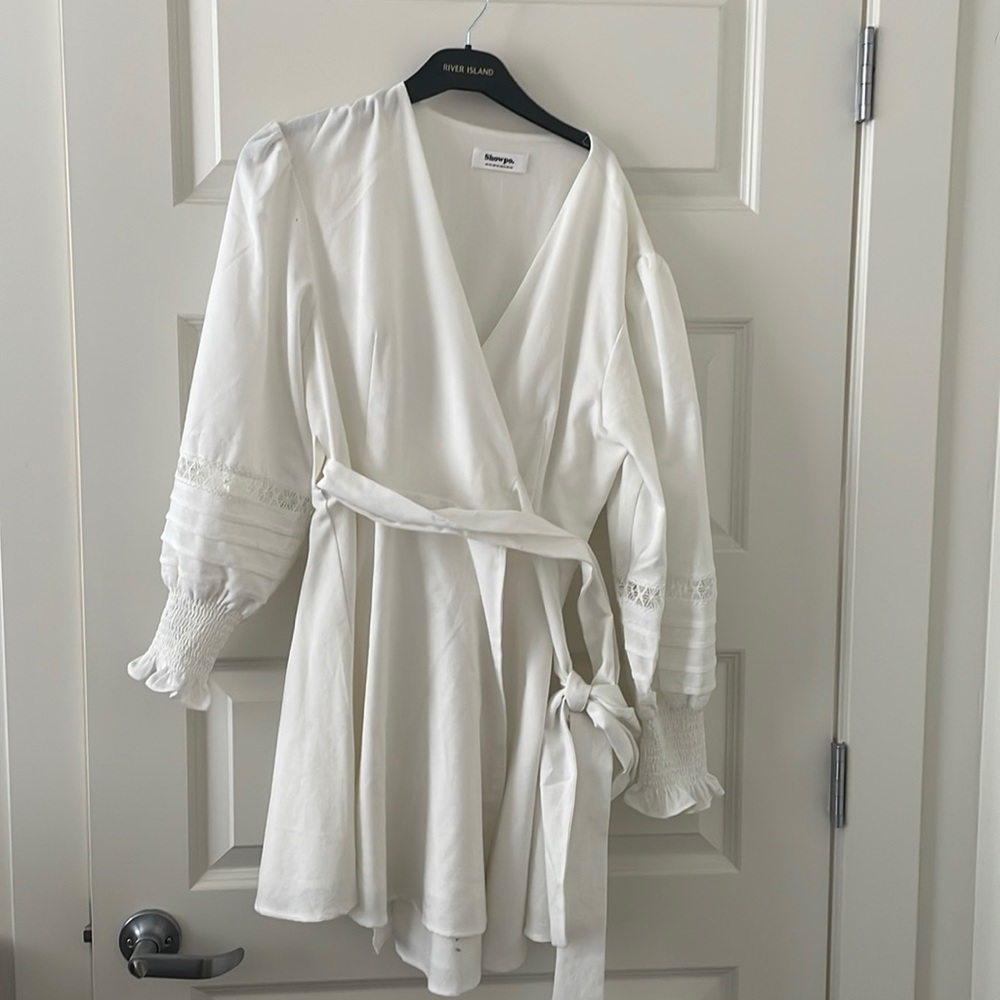 Showpo white long sleeve mini dress